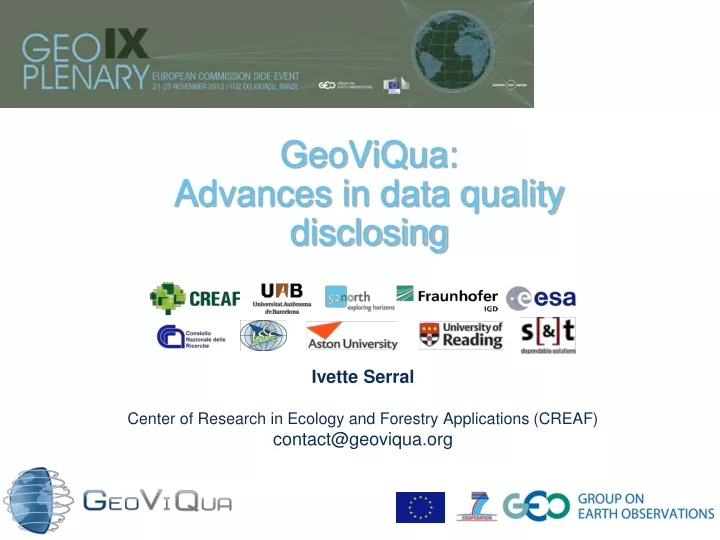 geoviqua advances in data quality disclosing