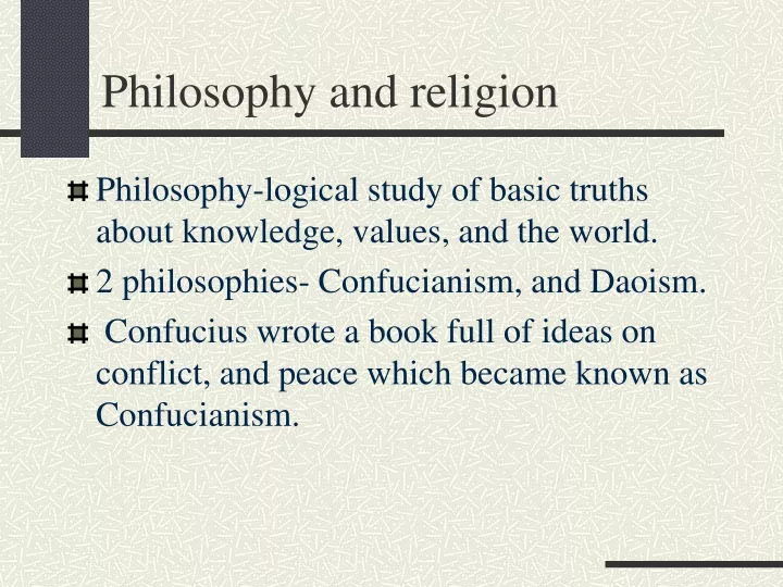 philosophy and religion