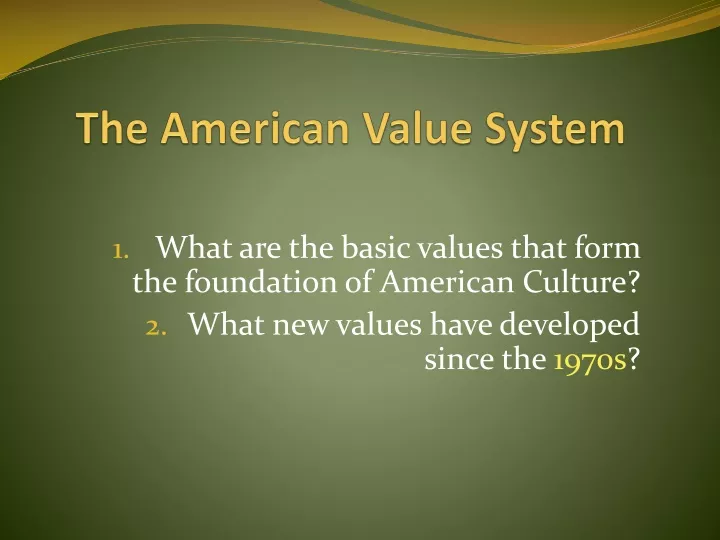 the american value system