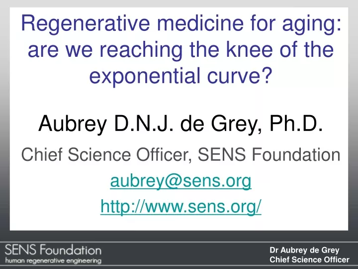regenerative medicine for aging are we reaching