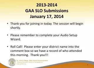 2013-2014 GAA SLO Submissions January 17, 2014