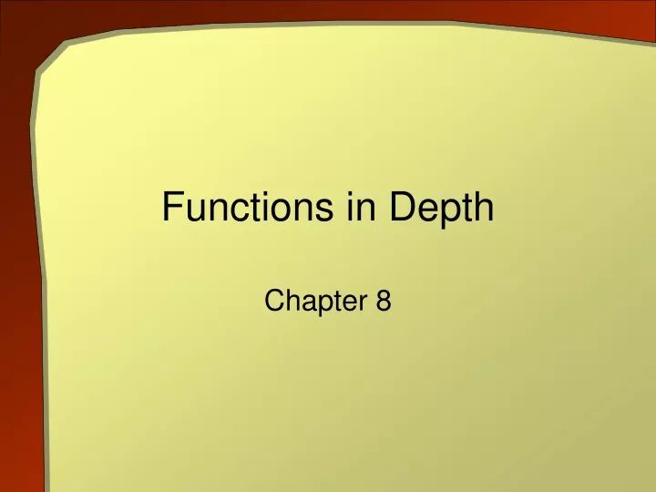 functions in depth