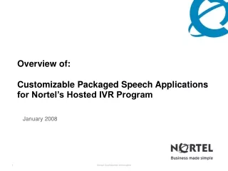 Overview of: Customizable Packaged Speech Applications  for Nortel’s Hosted IVR Program
