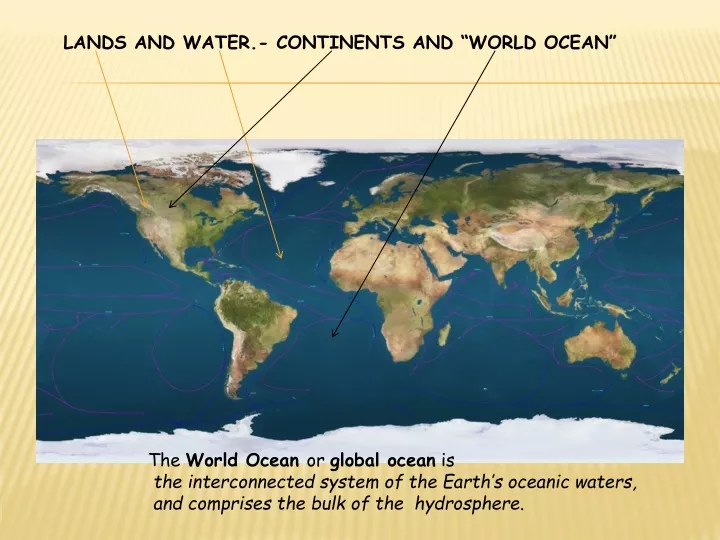 lands and water continents and world ocean