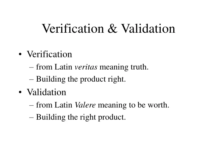 verification validation