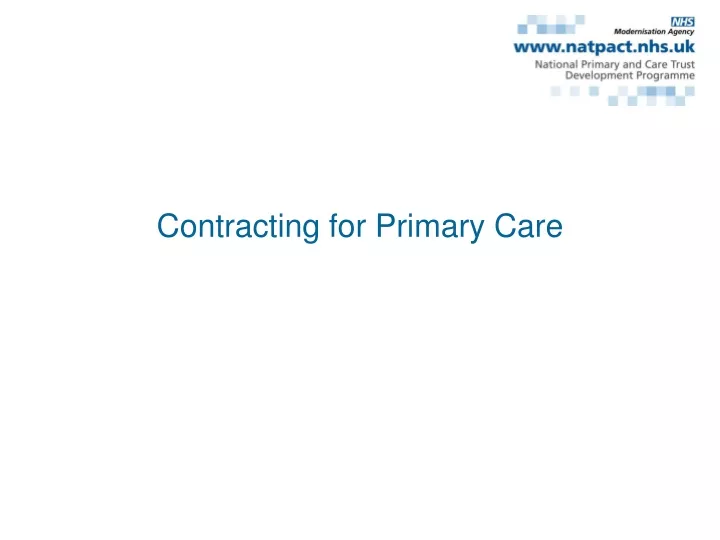 contracting for primary care