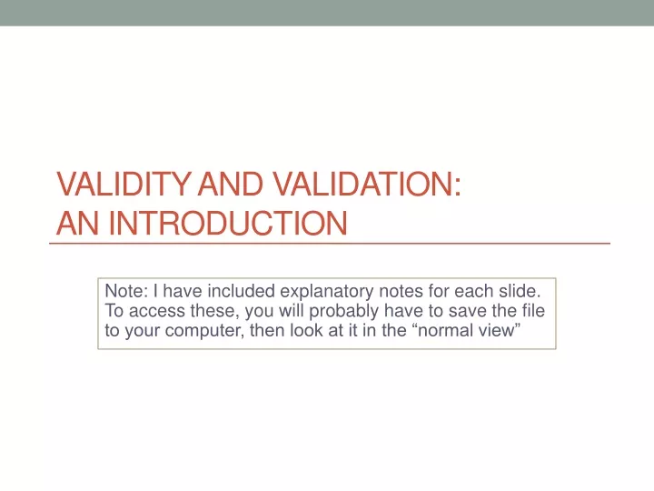 validity and validation an introduction
