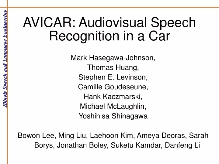 avicar audiovisual speech recognition in a car