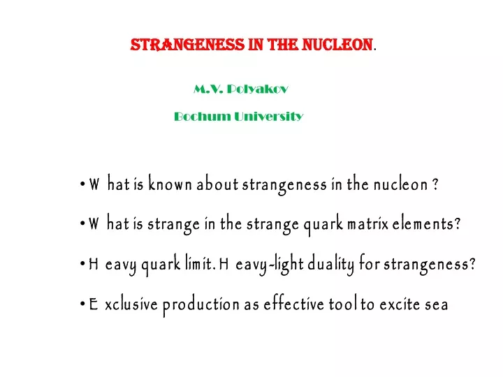 strangeness in the nucleon