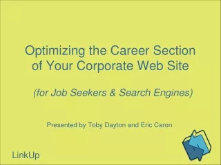 Optimizing the Career Section of Your Corporate Web Site