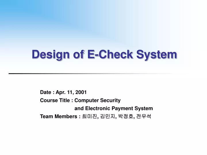 design of e check system
