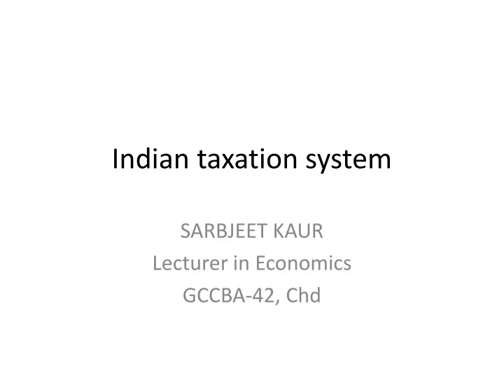 indian taxation system