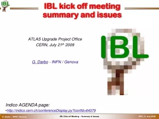 IBL kick off meeting summary and issues