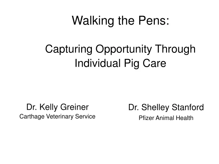 walking the pens capturing opportunity through individual pig care