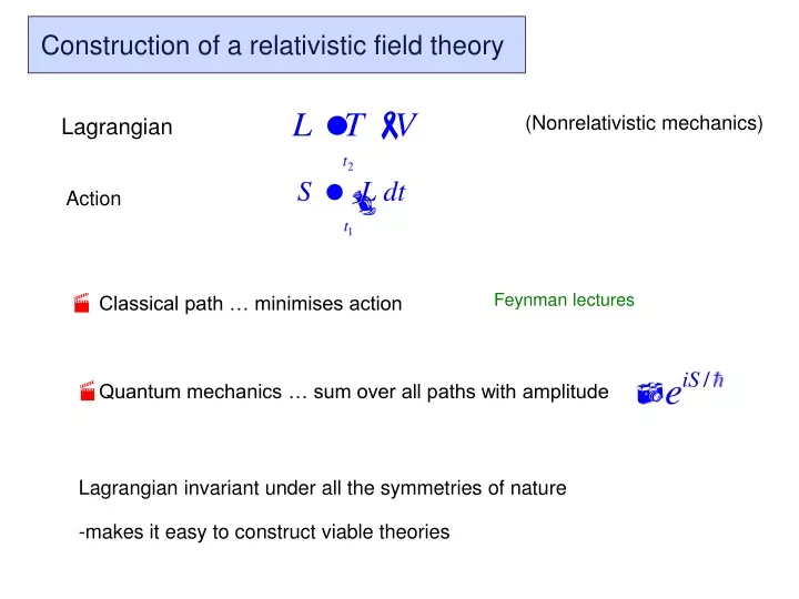 construction of a relativistic field theory