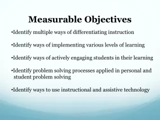 Measurable Objectives