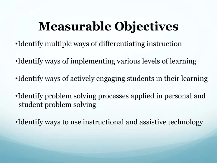 measurable objectives