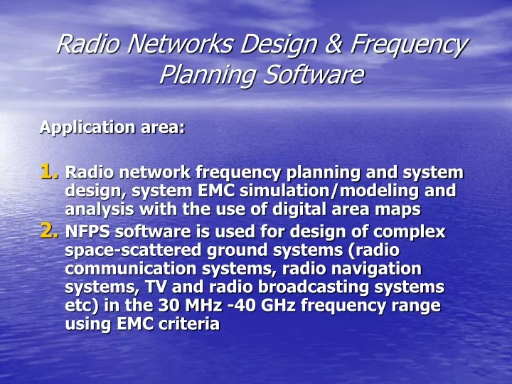 radio networks design frequency planning software