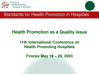 Standards for Health Promotion in Hospitals