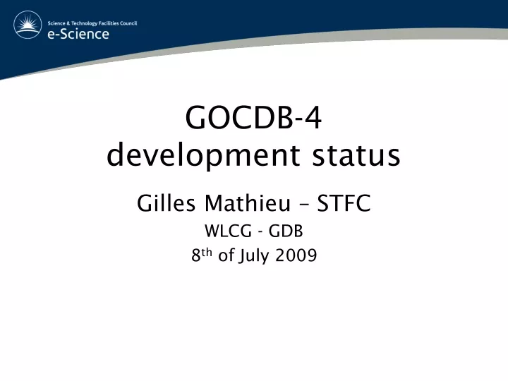 gocdb 4 development status