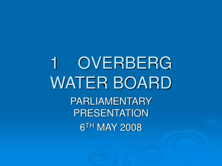 1 overberg water board