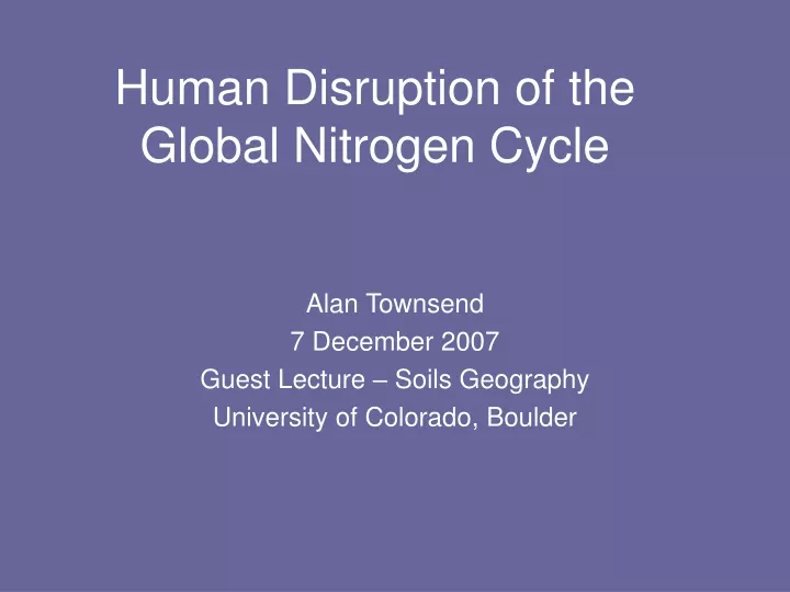 human disruption of the global nitrogen cycle