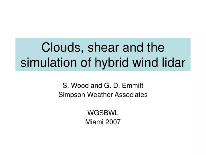 clouds shear and the simulation of hybrid wind lidar