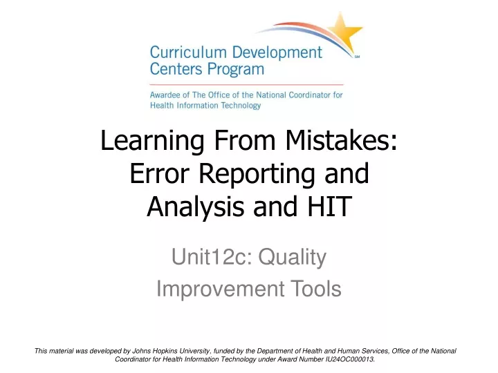 learning from mistakes error reporting and analysis and hit