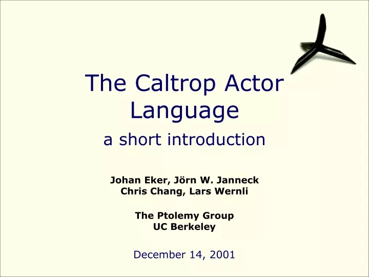 the caltrop actor language a short introduction