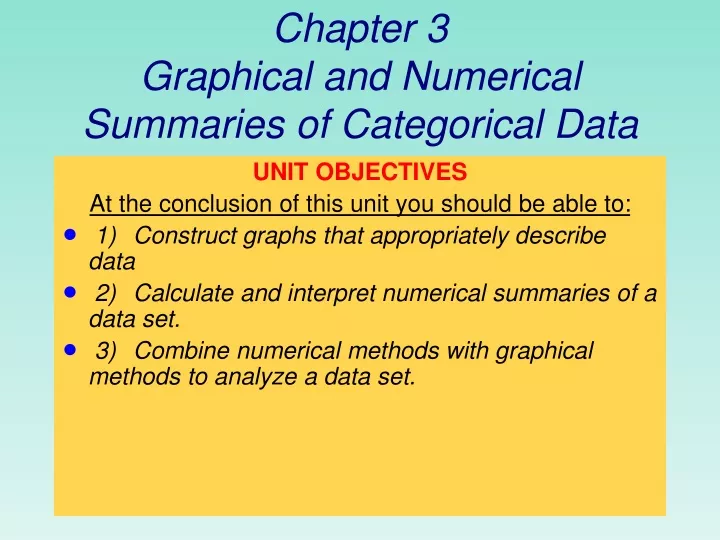 chapter 3 graphical and numerical summaries of categorical data