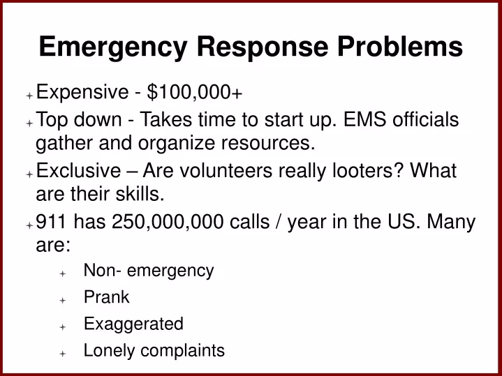 emergency response problems