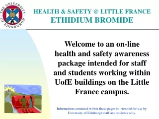 HEALTH &amp; SAFETY @ LITTLE FRANCE ETHIDIUM BROMIDE