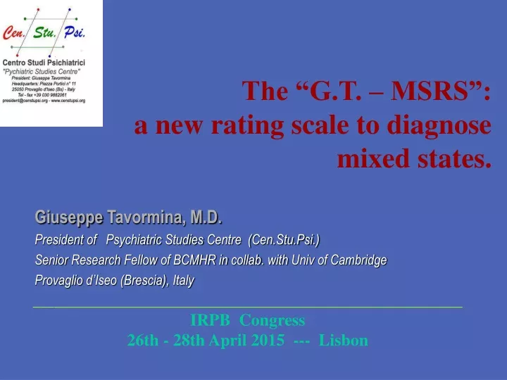 the g t msrs a new rating scale to diagnose mixed