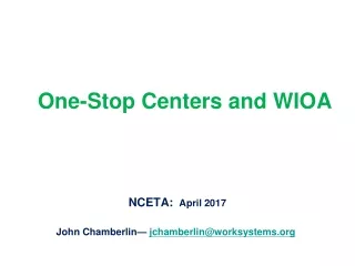 One-Stop Centers and WIOA