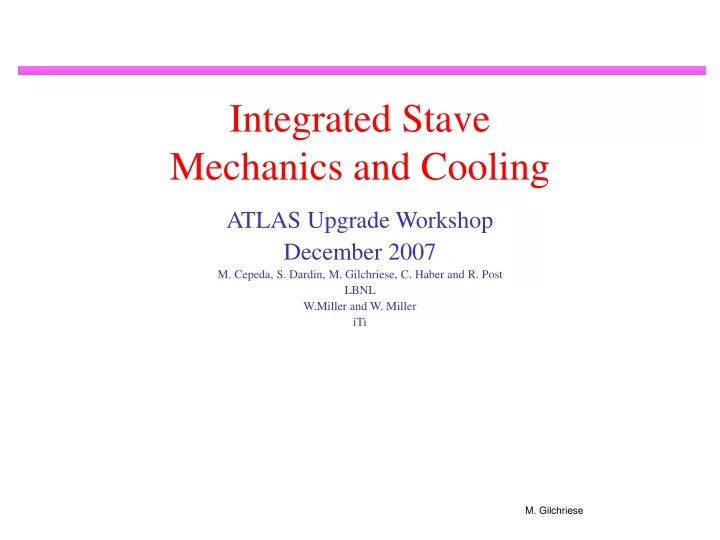 integrated stave mechanics and cooling