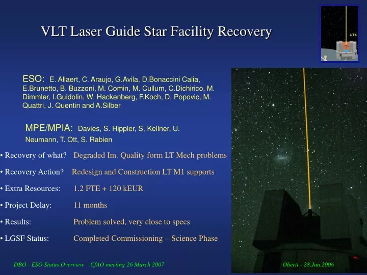 vlt laser guide star facility recovery