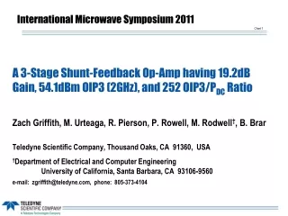 A 3-Stage Shunt-Feedback Op-Amp having 19.2dB Gain, 54.1dBm OIP3 (2GHz), and 252 OIP3/P DC  Ratio