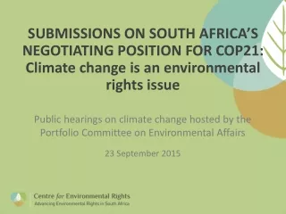 Public hearings on climate change hosted by the Portfolio Committee on Environmental Affairs