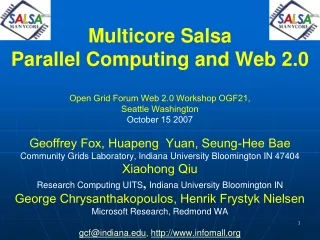 Multicore Salsa Parallel Computing and Web 2.0