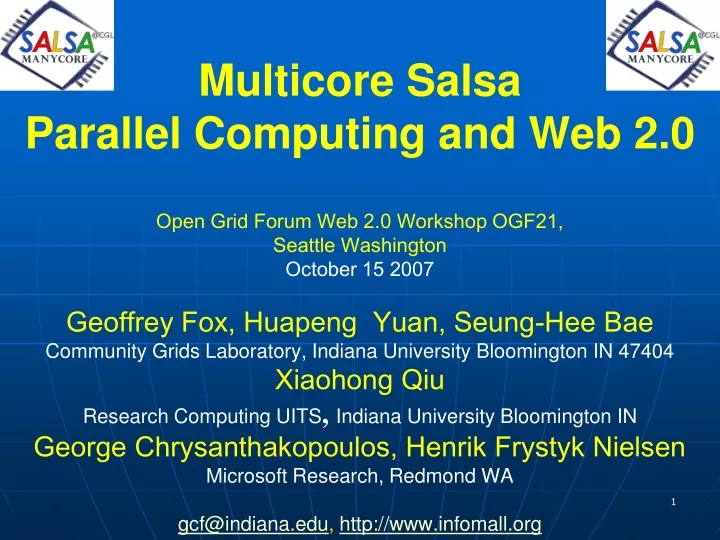 multicore salsa parallel computing and web 2 0