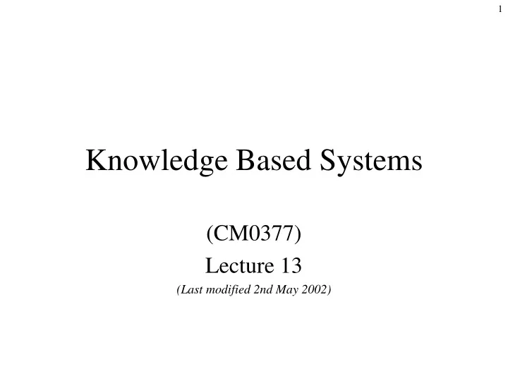 knowledge based systems