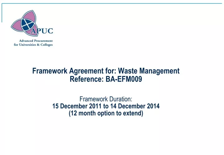 framework agreement for waste management