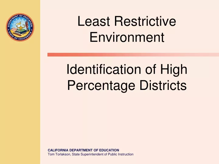 least restrictive environment identification of high percentage districts