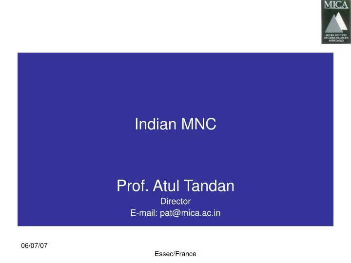 indian mnc prof atul tandan director e mail