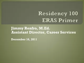 Residency 100 ERAS Primer