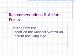 Recommendations &amp; Action Points