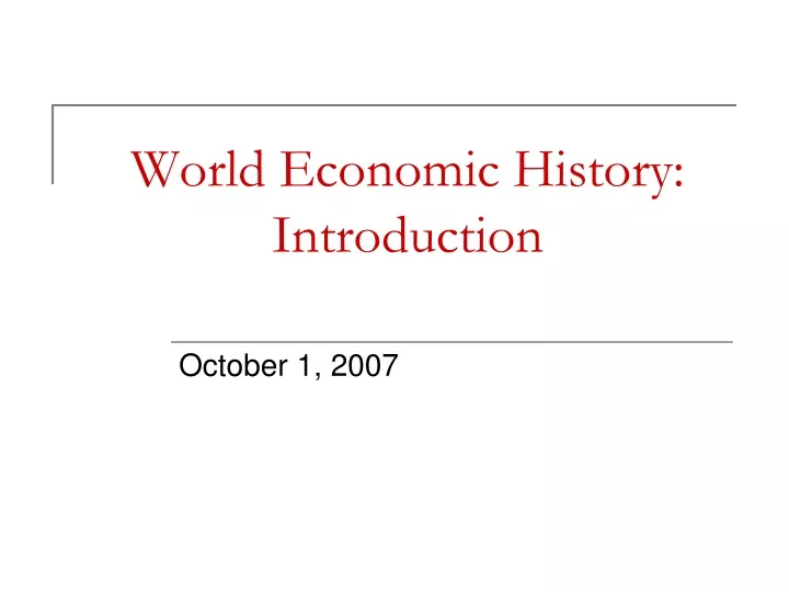 world economic history introduction