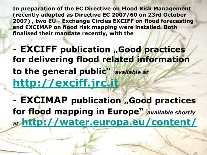 in preparation of the ec directive on flood risk