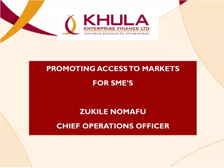 promoting access to markets for sme s zukile