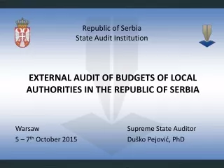 EXTERNAL AUDIT OF BUDGETS OF LOCAL AUTHORITIES IN THE REPUBLIC OF SERBIA